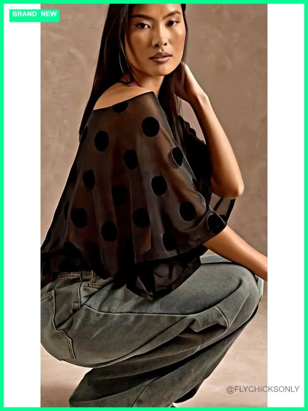 Asymmetric Sheer Chiffon Polka Dot Poncho Shawl Cover Up